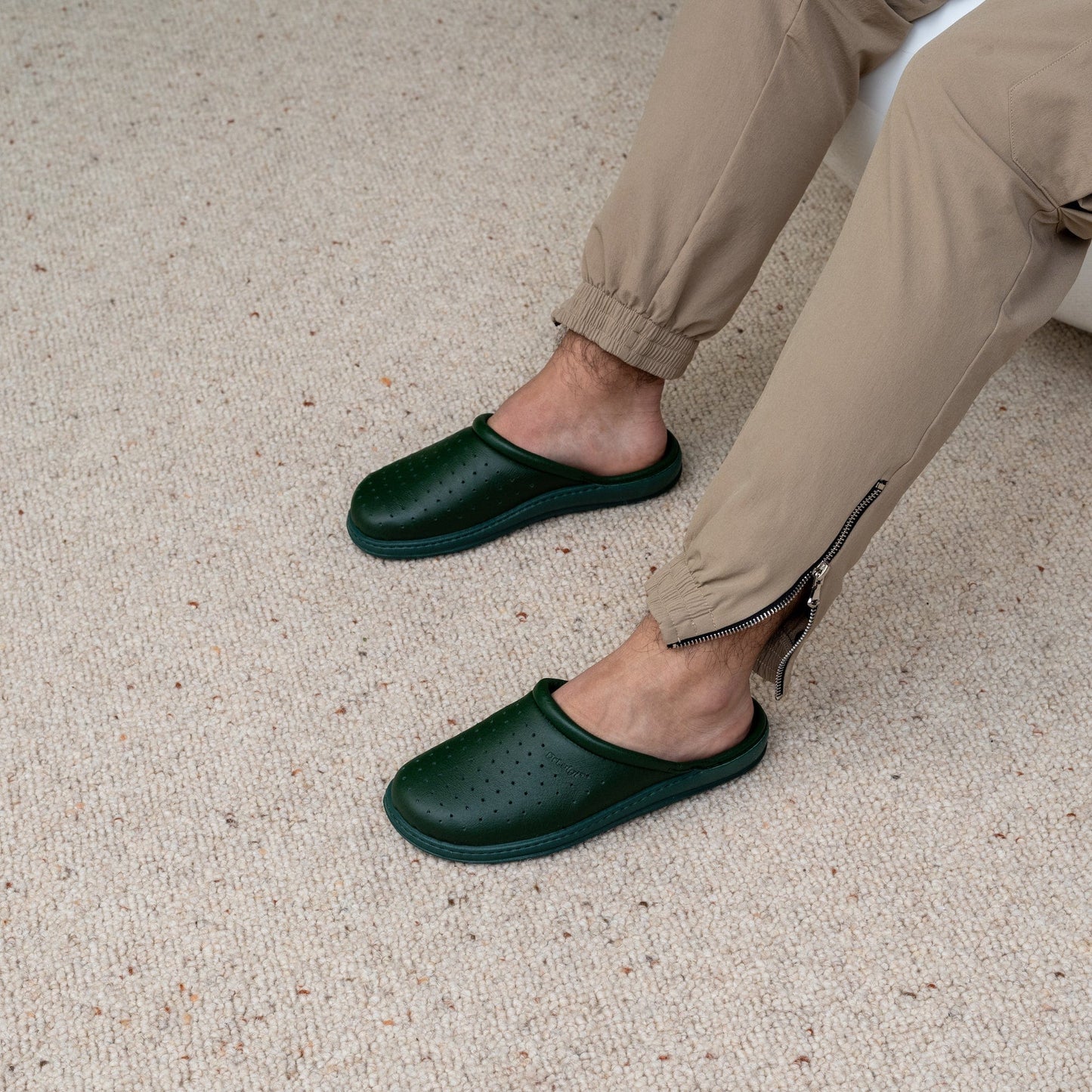 DrLuigi® Orthopedic Slippers for Men - Comfortable Medical Footwear green Leather