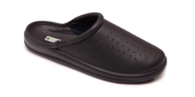 DrLuigi® Orthopedic Slippers for Women - Comfortable Medical Footwear black Leather