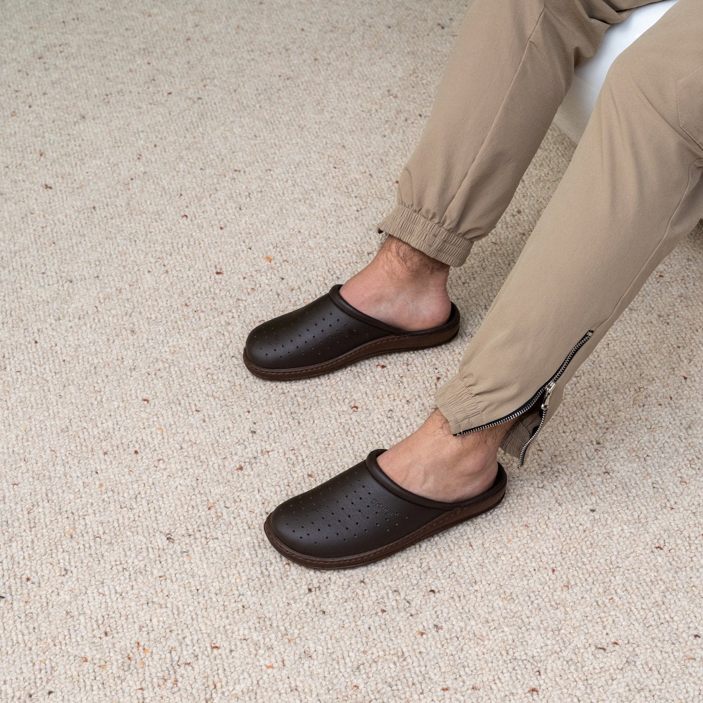 DrLuigi® Orthopedic Slippers for Men - Comfortable Medical Footwear brown Leather