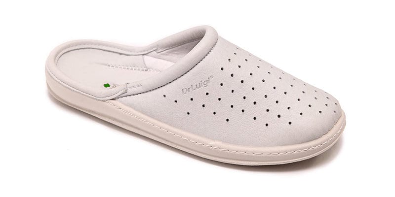 DrLuigi® Orthopedic Slippers for Men - Comfortable Medical Footwear white Leather