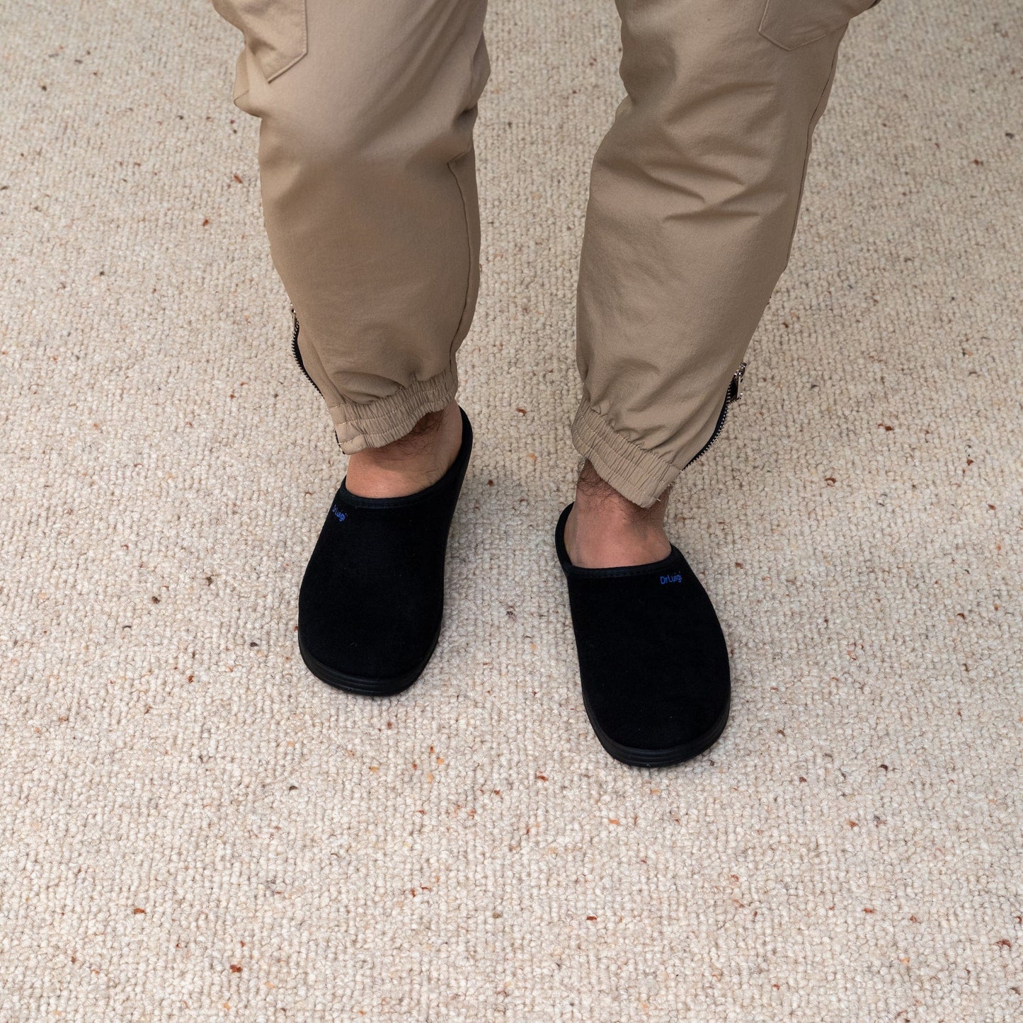 DrLuigi® Orthopedic Slippers for Men - Comfortable black Medical Footwear
