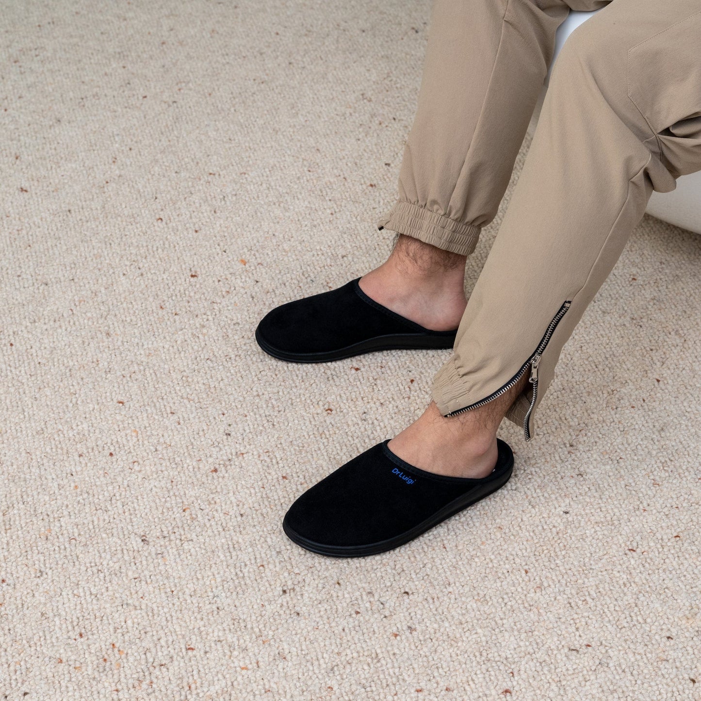DrLuigi® Orthopedic Slippers for Men - Comfortable black Medical Footwear