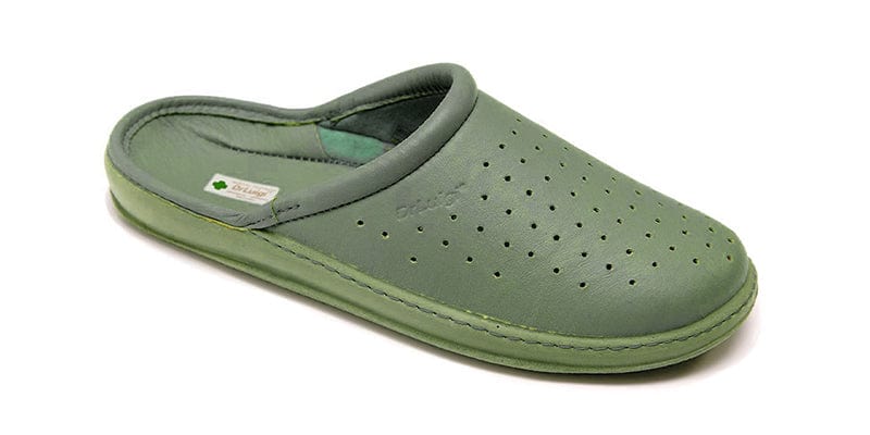 DrLuigi® Orthopedic Slippers for Men - Comfortable Medical Footwear green Leather