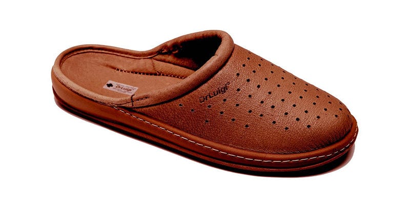 DrLuigi® Orthopedic Slippers for Men - Comfortable Medical Footwear brown Leather