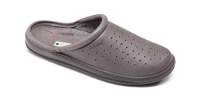 DrLuigi® Orthopedic Slippers for Men - Comfortable Medical Footwear gray Leather