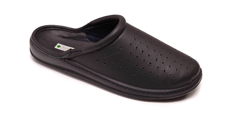 DrLuigi® Orthopedic Slippers for Men - Comfortable Medical Footwear black Leather