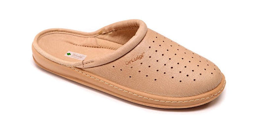 DrLuigi® Orthopedic Slippers for Women - Comfortable Medical Footwear beige Leather