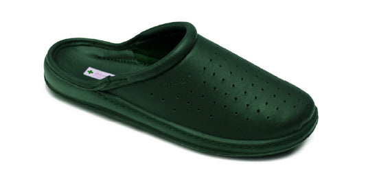 DrLuigi® Orthopedic Slippers for Men - Comfortable Medical Footwear green Leather