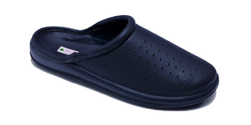 DrLuigi® Orthopedic Slippers for Women - Comfortable Medical Footwear navy blue Leather